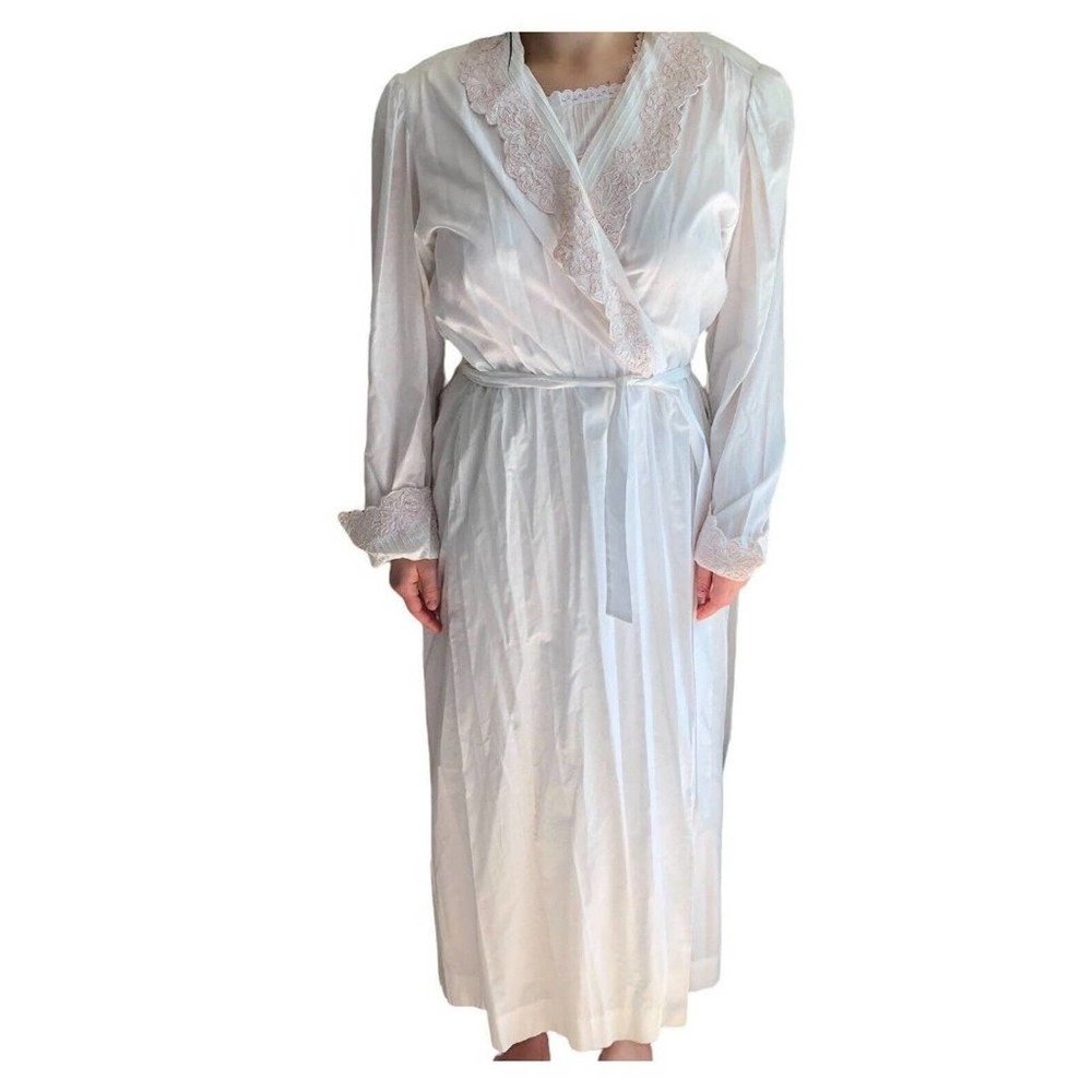 VTG. Eve‎ Stillman Cotton Pink Wedding Trousseau Lace Nightgown Peignoir Set New
